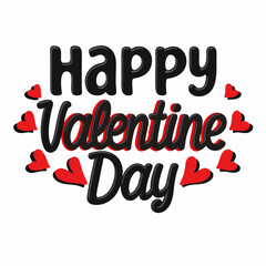 Lettering " Happy Valentine Day " vector silhouette on white background