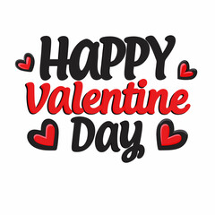 Lettering " Happy Valentine Day " vector silhouette on white background