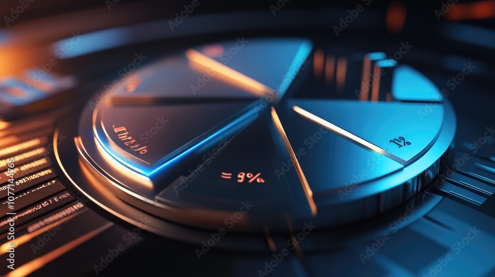 Poster stylish data visualization with pie chart design in blue and orange color schemes for modern web and