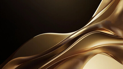 Luxuriöser abstrakter Hintergrund: Dynamische goldene Flüssigkeit formt elegante Wellenbewegungen in zeitloser Premium-Ästhetik