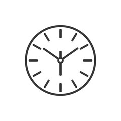 Simple Black and White Line Drawing of a Clock Face