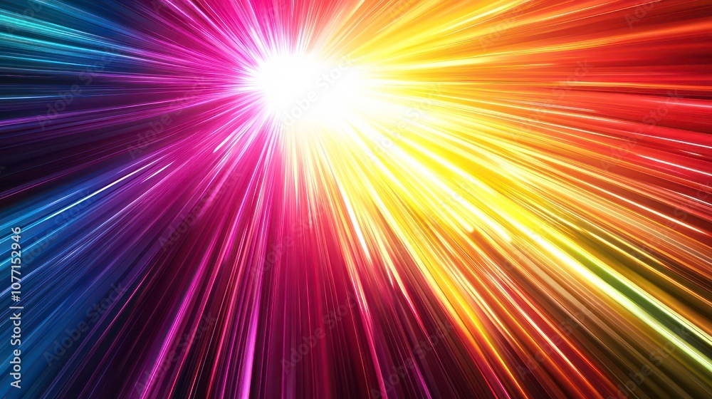 Aufkleber abstract radial burst of colorful light radiating from a bright center.