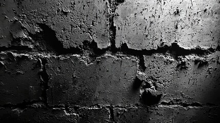 Obraz premium Dark and Textured Concrete Wall with Cracks and Imperfections in Monochrome Style for Industrial and Urban Backgrounds
