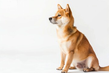 Japanese Shiba Inu sitting isolated on a white background