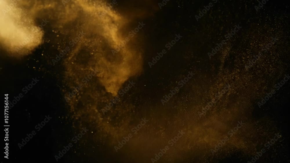 Poster Abstract dynamic cloud of dust particles dispersing against black background in explosion