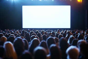 A Crowd of People Facing a Blank Screen