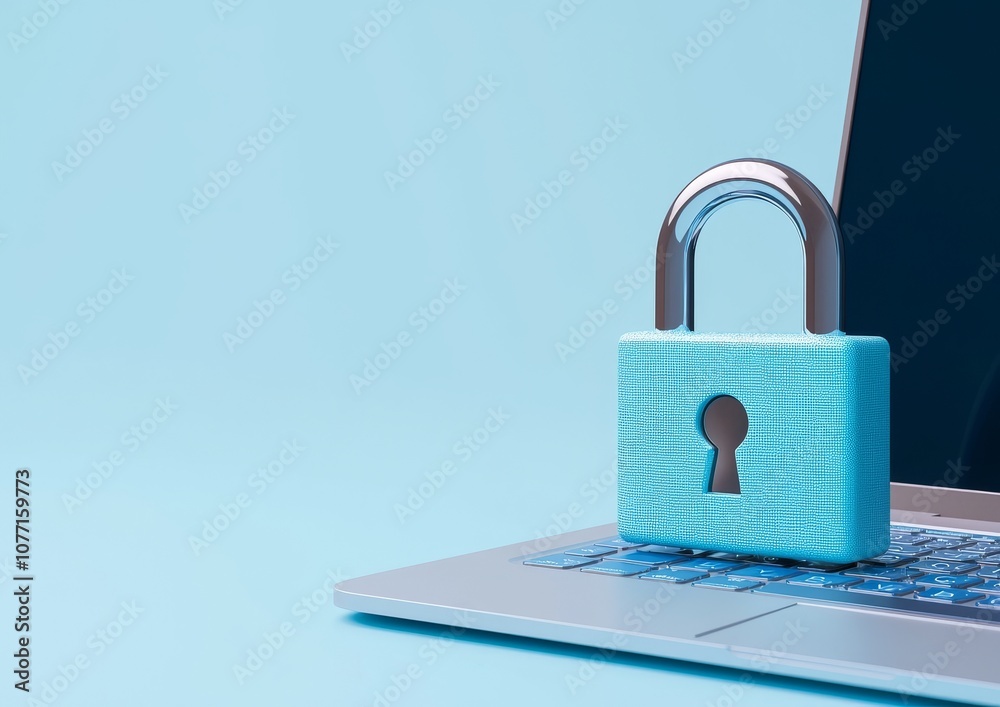 Poster conceptual image of genitive stock technology on a white background with a digital padlock in front 