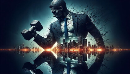 Cybersecurity , Superhero Businessman Facing Challenges ,Creating a New Path in Business and Never Giving Up , New Technology , How to Make Money ,Smart ,Company Issues,  AI , 4K , Background
