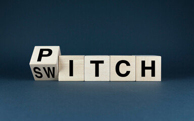 Wooden blocks with the words Pitch and Switch