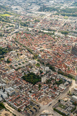 Obraz premium Ulm City center in Germany seen from a small plane