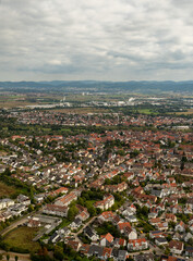 Fototapeta premium Mannheim in Germany seen from a small plane