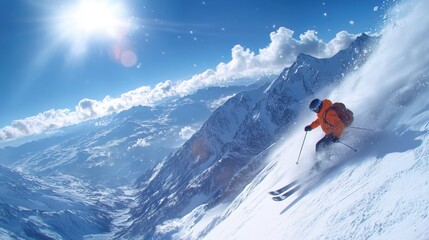 skier on the top of mountain