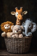 Charming Plush Animal Basket