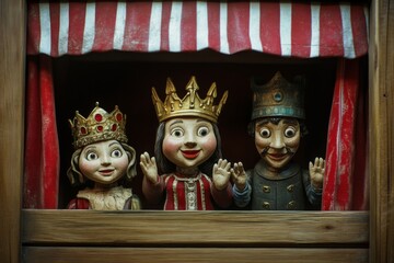 Charming Wooden Puppet Theater Scene