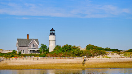 Sandy neck lighthouse on a beautiful fall day