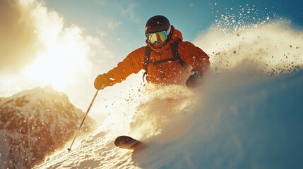 skier on the top of mountain