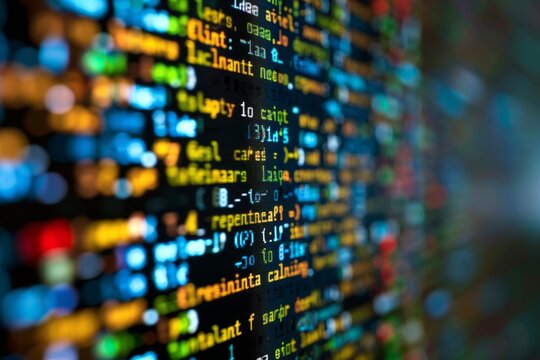 A detailed view of a computer screen showing numerical data, Web development. programming languages