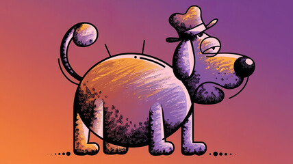 Quirky cartoon dog. Funny animal art.