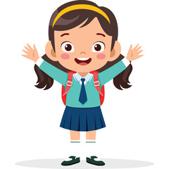 Fototapeta premium Portrait of a happy girl wearing a school uniform