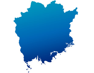 Obraz premium 岡山県 地図 青 グラデーション イラスト