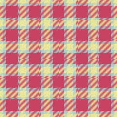 Workshop plaid texture fabric, wool check background seamless. Costume tartan textile vector pattern in red and light colors.