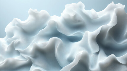 Obraz premium Soft, flowing abstract texture in light blue tones, resembling waves or fabric. gentle curves create serene and calming visual effect, perfect for backgrounds or artistic designs