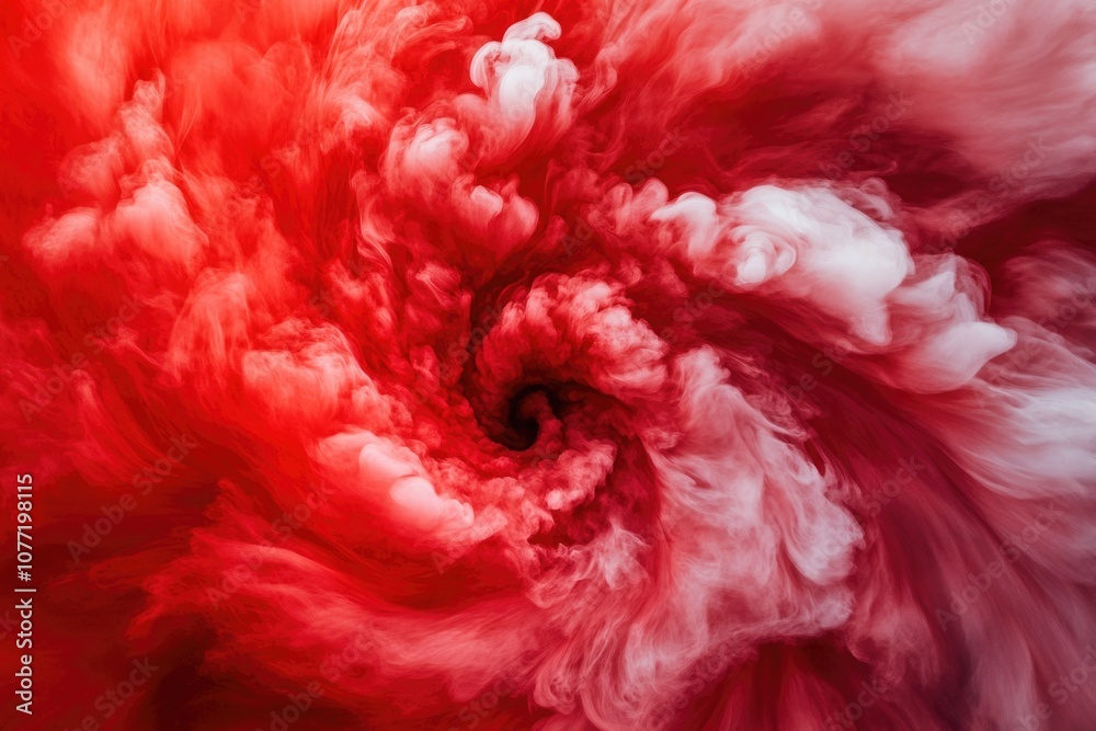 Poster A close-up view of a red and white cloud, ideal for use in weather-related or atmospheric illustrations