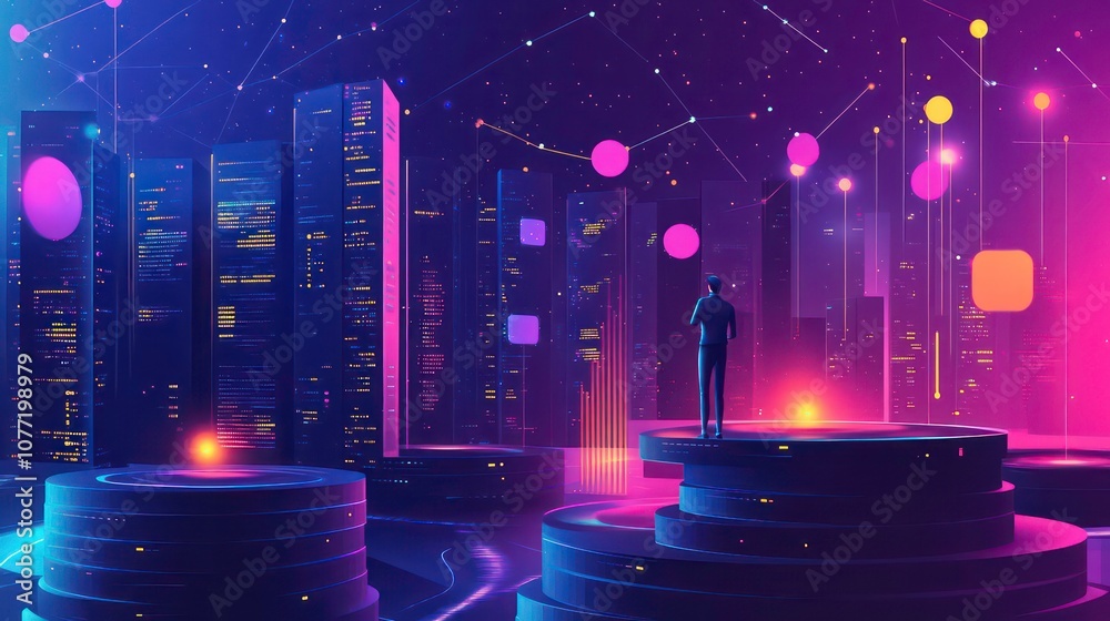Poster Data Engineers Integrating Diverse Data Sources Including Databases, Streams, APIs in Big Data Ecosystem Integration with AI at Night, Technology Theme