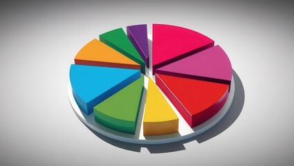 Obraz premium Vibrant 3D Pie Chart for Business Analysis and Presentation