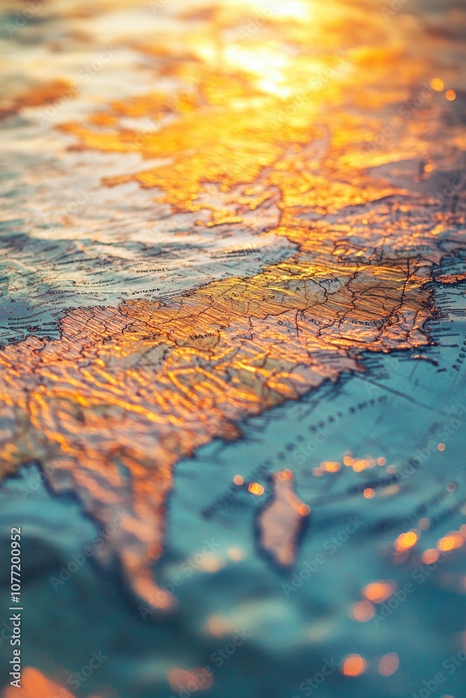Poster close-up view of a map of the world, suitable for presentations or educational materials
