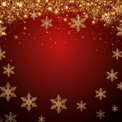 Festive Red and Gold Christmas Backdrop with Snowflakes