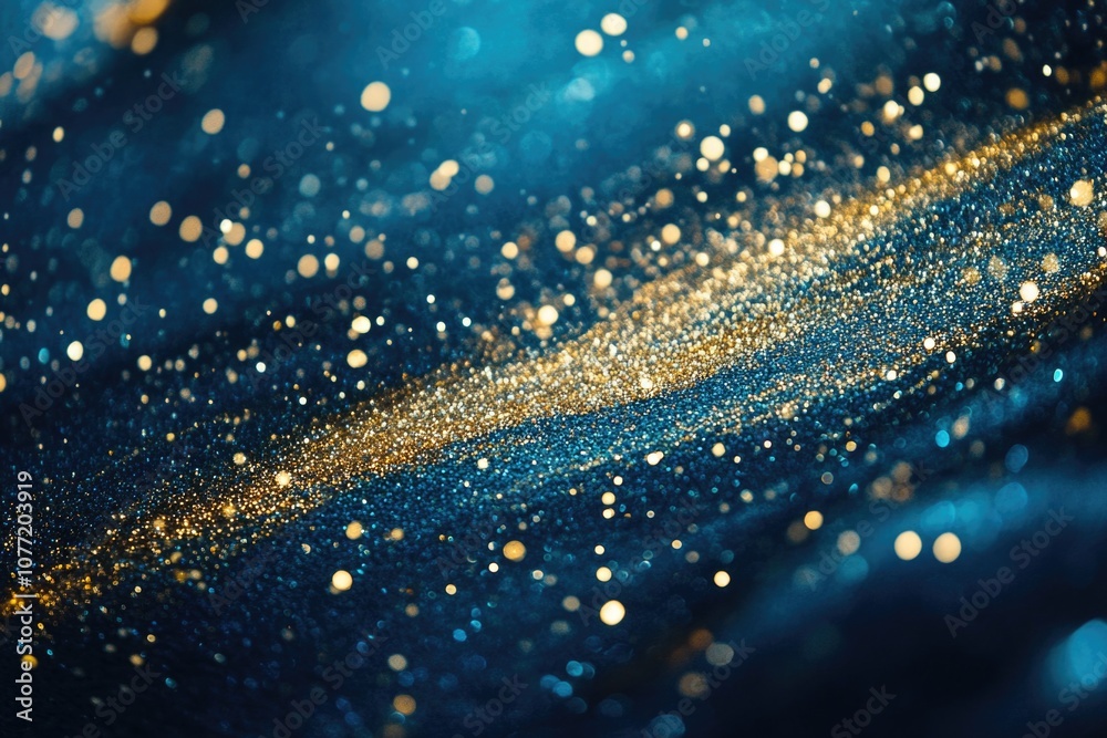 Poster a close-up view of a bright blue and golden patterned background