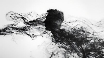 Fototapeta premium A human silhouette made of wind, with gusts swirling around them, symbolizing the power and fragility of air