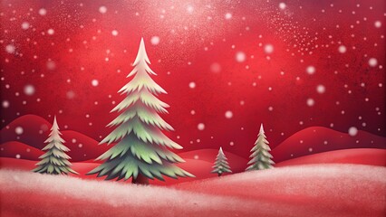 Obraz premium Snowfall on red Christmas background