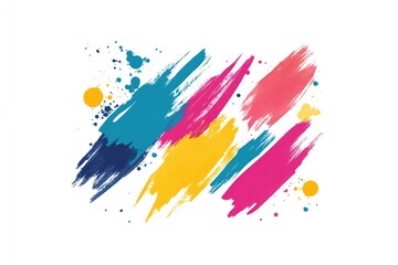 Fototapeta premium Colorful paint splatters on a white background, great for creative projects and designs