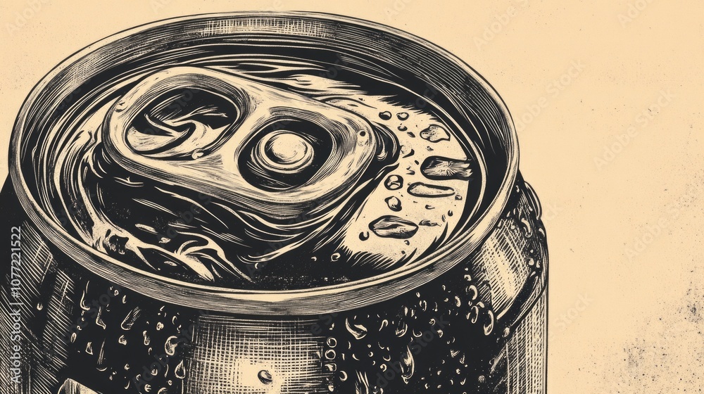 Poster a illustration of a can of soda with label and cap