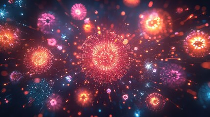 Fototapeta premium A colorful and vibrant abstract background with sparkling lights and fireworks.