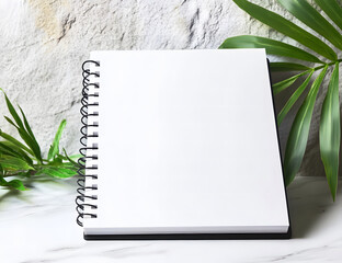 A blank desk calendar with a spiral binding stands open on a neutral gray background. The minimalist and clean design offers ample space for customization, ideal for scheduling, planning, or promotion