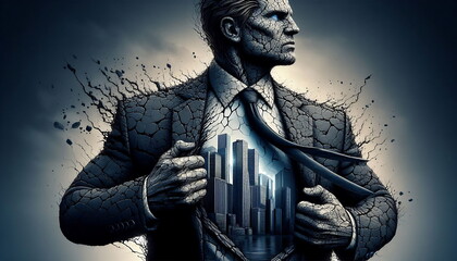 Creating a New Path in Business and Never Giving Up , New Technology , How to Make Money ,Smart , Cybersecurity , Superhero Businessman Facing Challenges ,Company Issues,  AI , 4K , Background