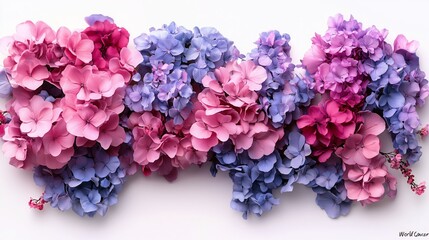 Fototapeta premium Pink and purple flowers for World Cancer Day
