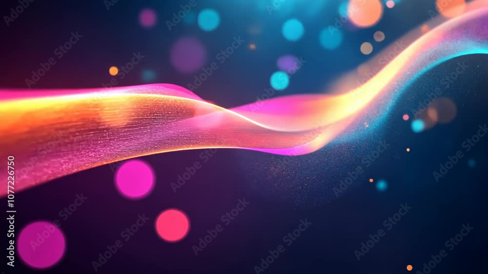 Poster colorful light wave with bokeh effects, abstract background. digital art and creativity concept
