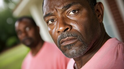 Fototapeta premium A man in a pink shirt looking at the camera