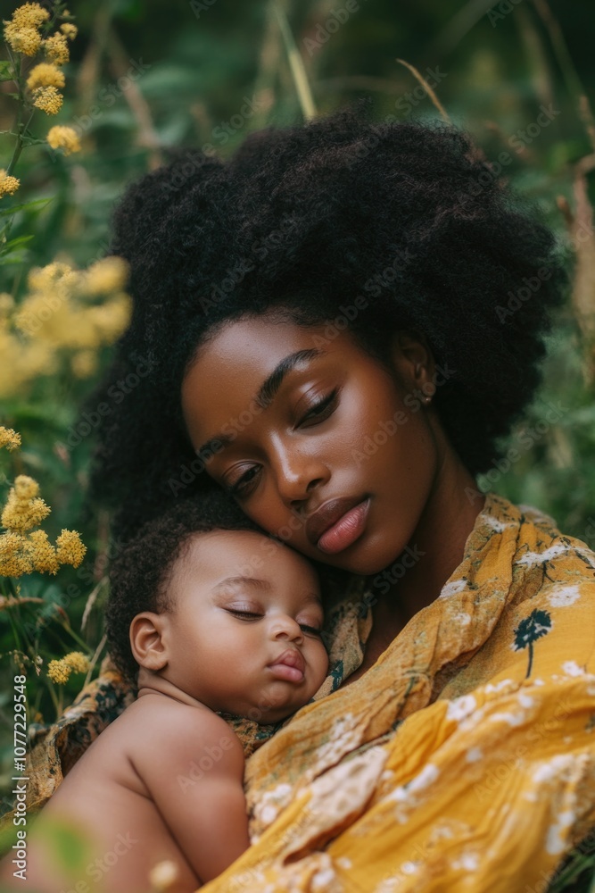 Poster A mother cradling her infant child in her arms