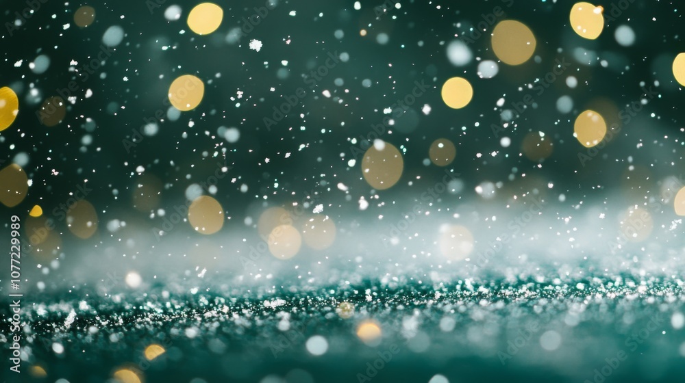 Poster delicate snowflakes gently fall, creating a serene winter ambiance. the background features soft, il