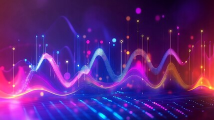 Fototapeta premium Abstract Colorful Digital Data Visualization with Glowing Lines and Points