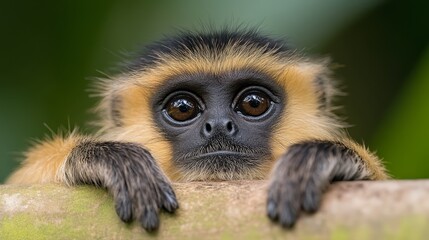 Fototapeta premium A close up of a monkey looking at the camera