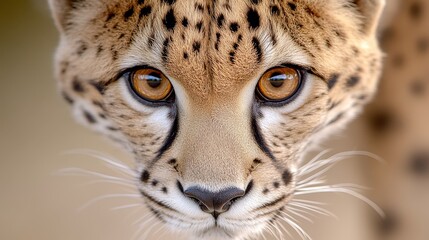 Fototapeta premium A close up of a cheetah's face with brown eyes