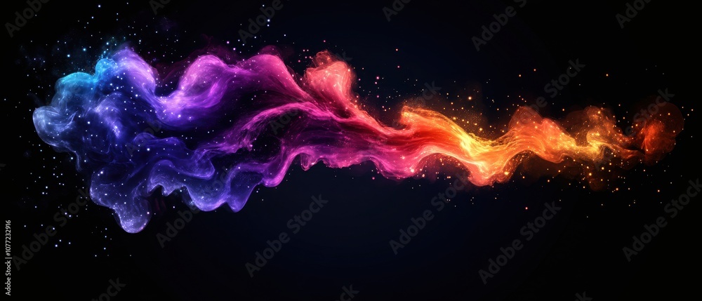 Poster a vibrant swirl of colorful smoke or vapor against a dark background, creating a mesmerizing and dyn