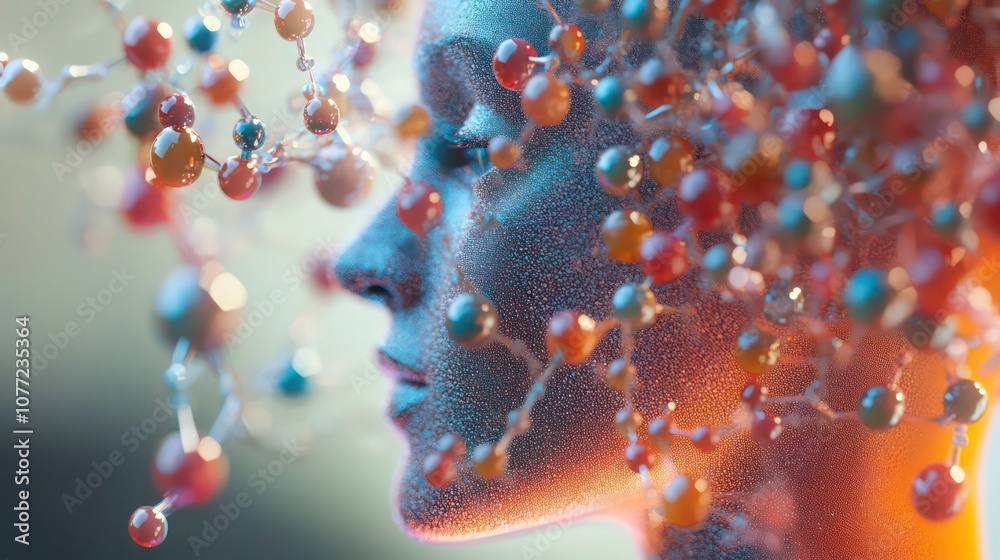 Poster exploring the concept that the mind is composed of molecules through art research design