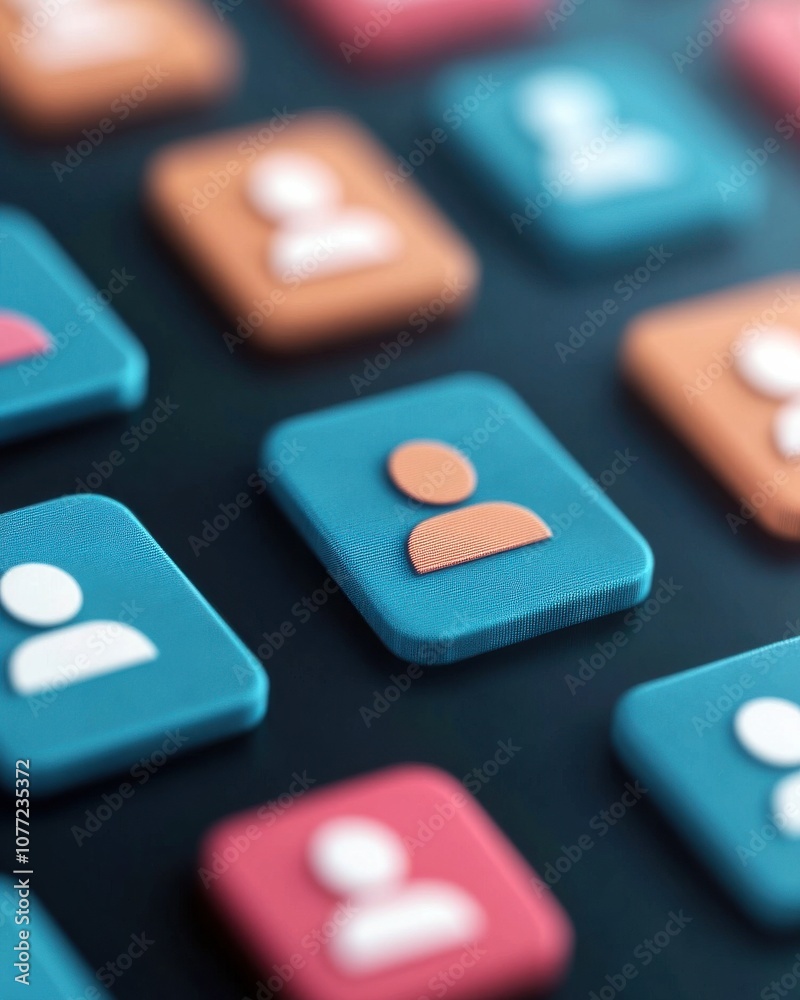 Aufkleber colorful social media icons featuring user silhouettes set against a dark background, representing d